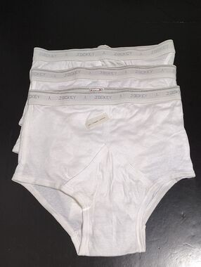 Vintage Jockey Men's White Cotton Briefs - 3 Pack - Size 34